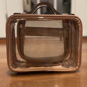 CALPAK- NWOT Medium Clear Cosmetics Case/Caramel